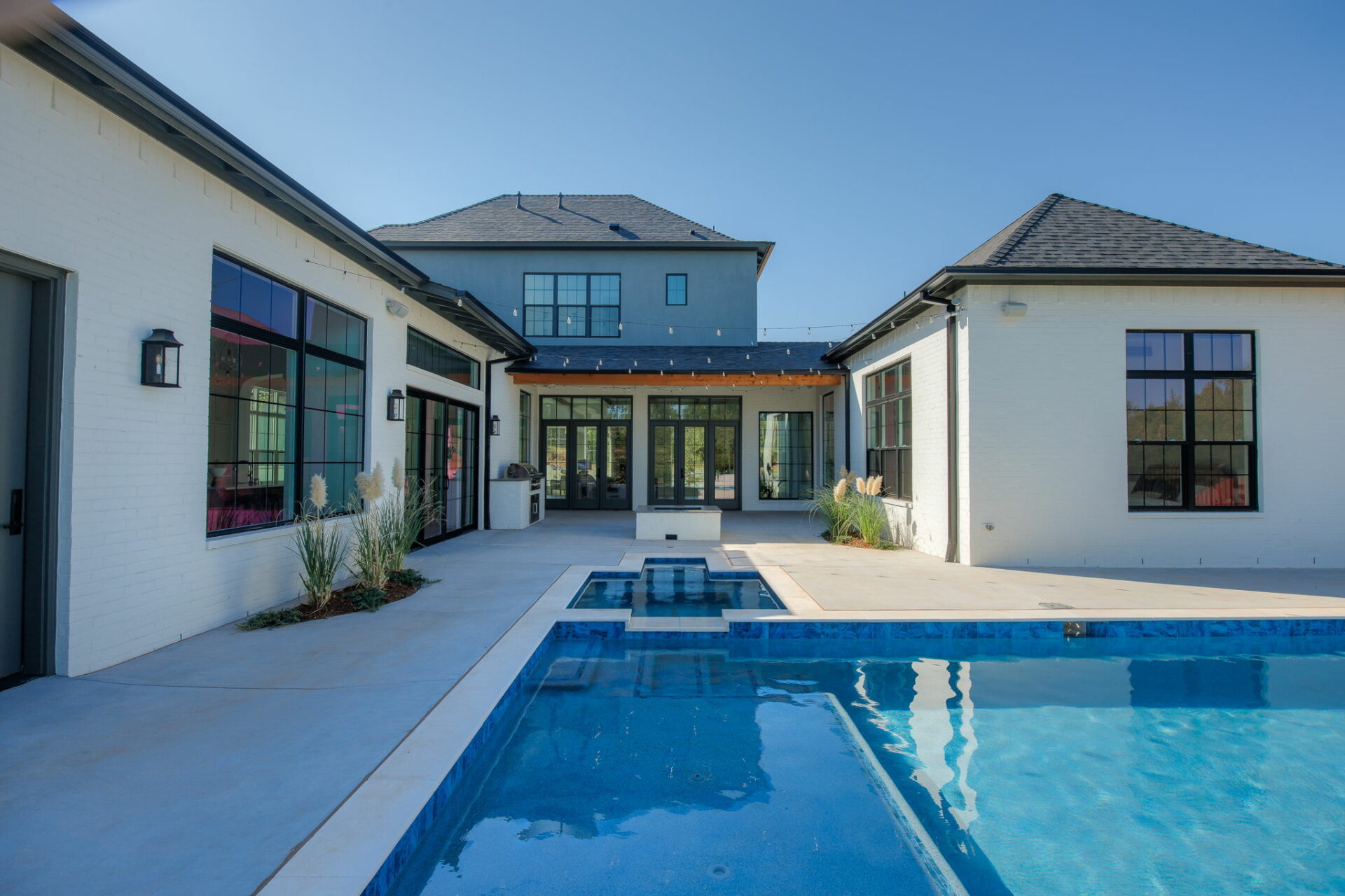 luxury home exterior, pool