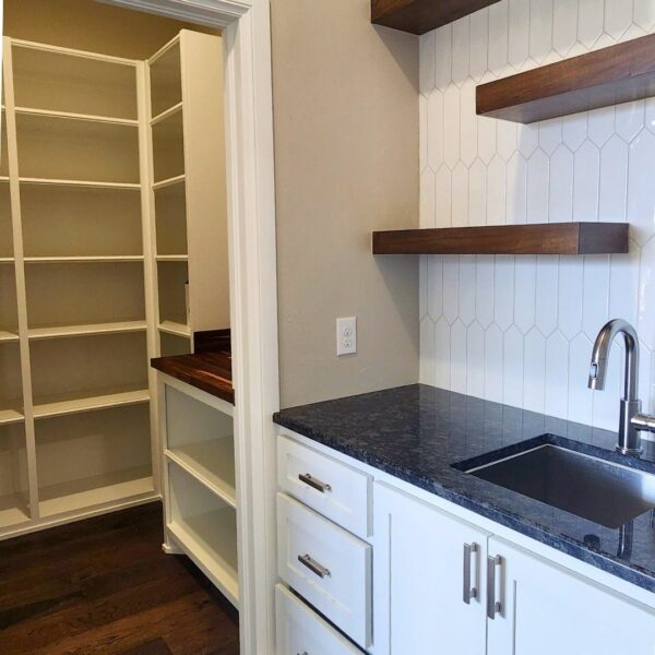 butlers pantry, pantry, storage, tile, kitchen, interior design, new construction, interior design, home for sale, homes in Norman, Norman OK