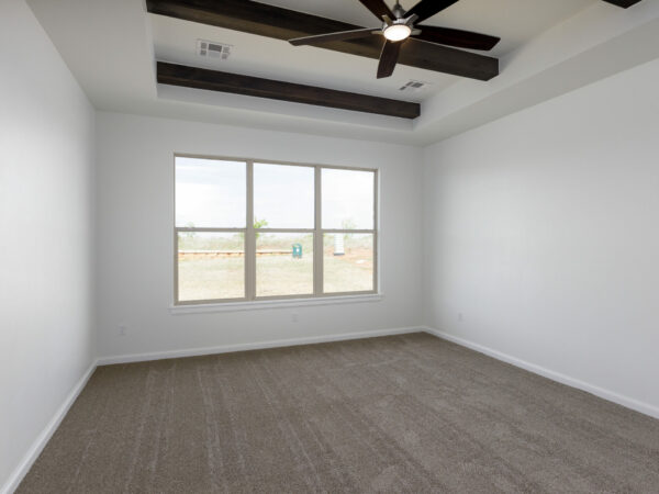 master bedroom, primary bedroom, bedroom design, interior design, beams, new construction, interior design, home for sale, homes in Norman, Norman OK